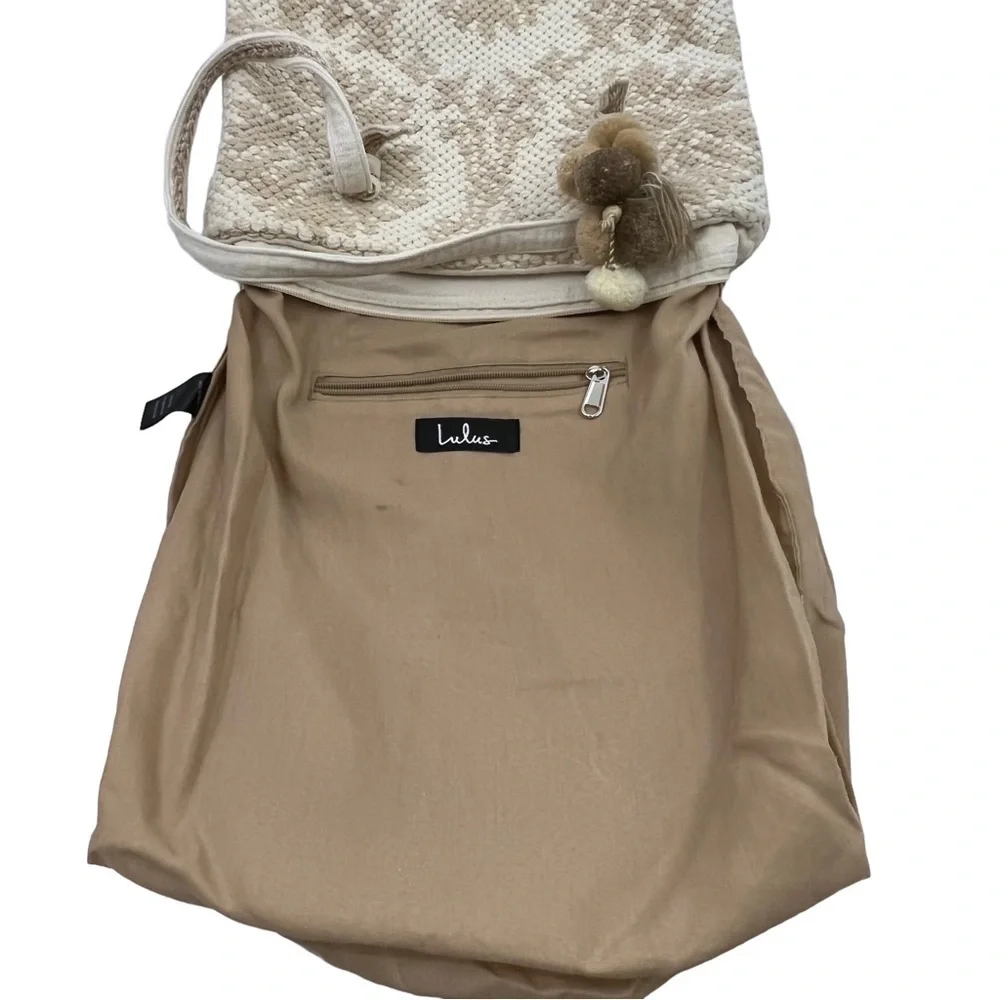 Lulus Beige Woven Tote Bag Large